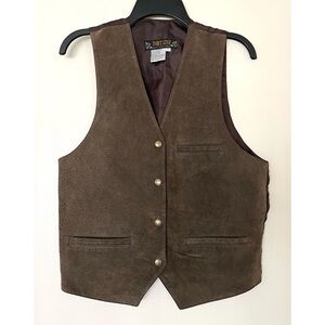 Vintage Don’t Stop Suede Leather Vest Country Western Brown Snaps Size M
